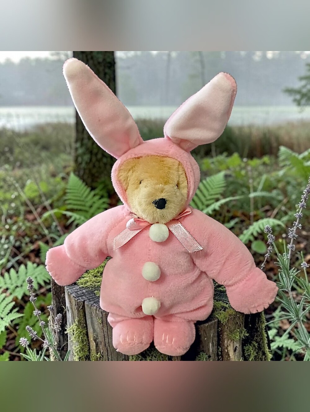 Vintage Muffy VanderBear With Easter Bunny Suit Pink Rabbit Costume Outfit NABCO